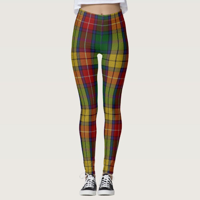 Buchanan Clan Tartan Plaid Pattern Leggings (Front)