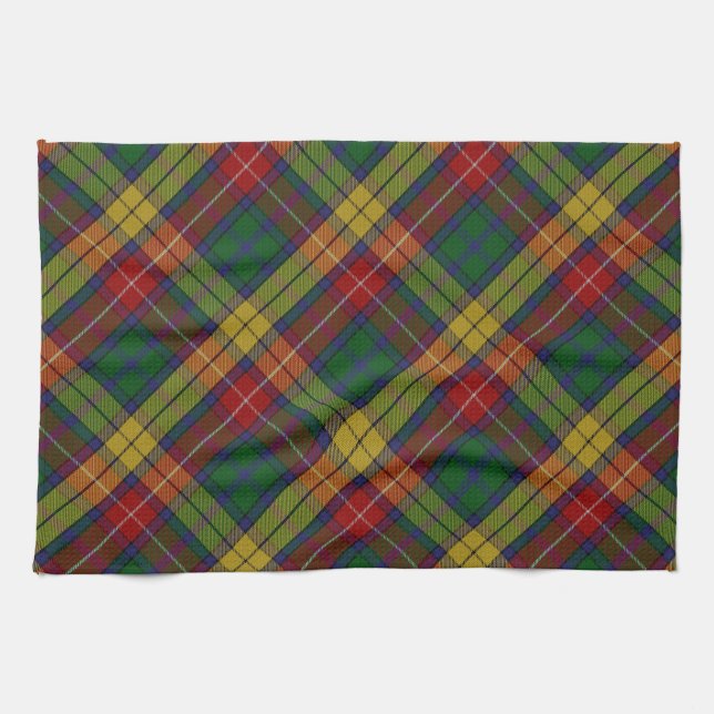 Buchanan Clan Tartan Plaid Pattern Tea Towel (Horizontal)