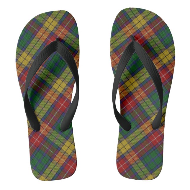 Buchanan Clan Tartan Plaid Pattern Thongs (Footbed)