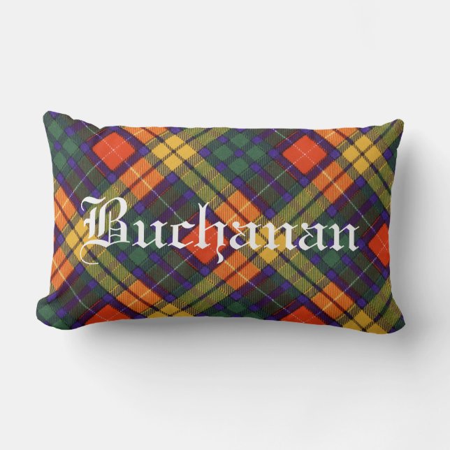 Buchanan Family clan Plaid Scottish kilt tartan Lumbar Cushion (Front)