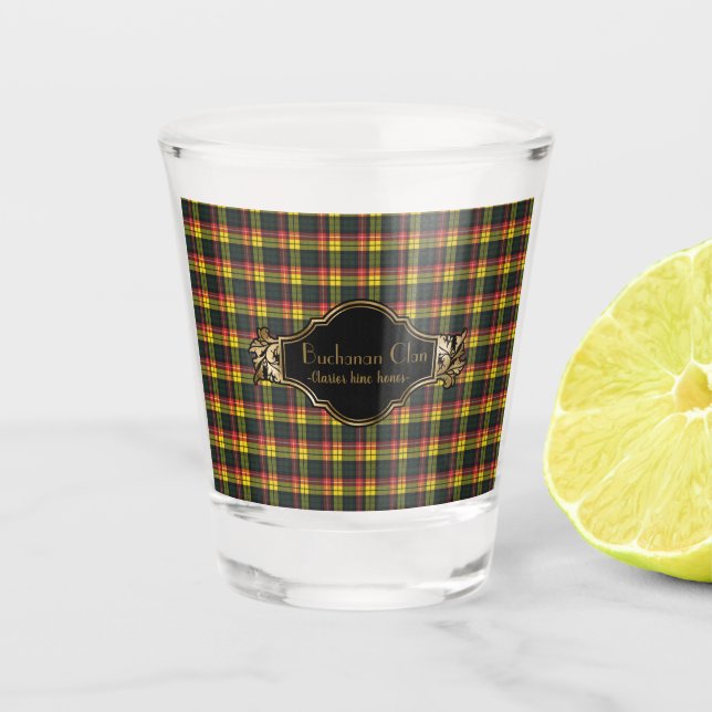 Buchanan Modern Original Scottish Clan Tartan Shot Glass (Front)