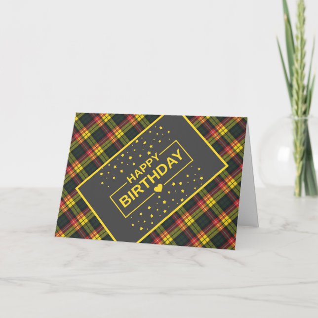 Buchanan Modern Tartan Birthday Card (Front)