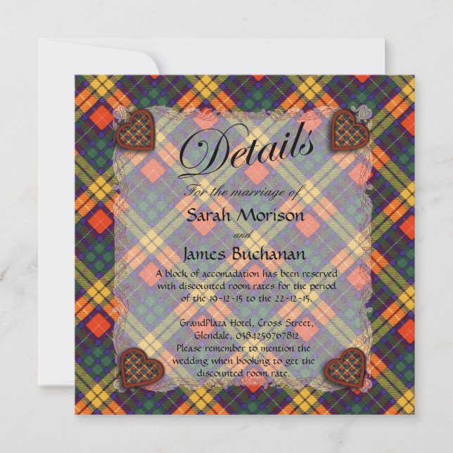 Buchanan Scottish clan tartan - Plaid Invitation (Front)