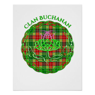 Buchanan Scottish Tartan Celtic Thistle Poster