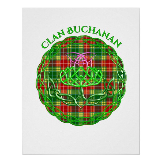 Buchanan Scottish Tartan Celtic Thistle Poster (Front)