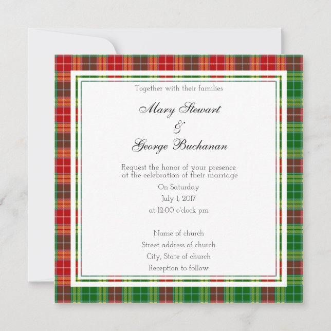 Buchanan Scottish Wedding Square Invitation (Front)
