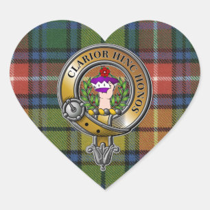 Buchanan Tartan & Badge Heart Sticker