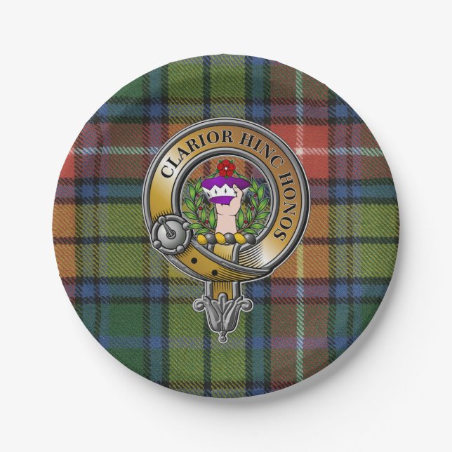 Buchanan Tartan & Badge Paper Plate (Front)