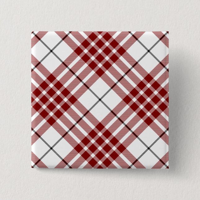 Buchanan tartan red white plaid 15 cm square badge (Front)