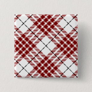 Buchanan tartan red white plaid 15 cm square badge