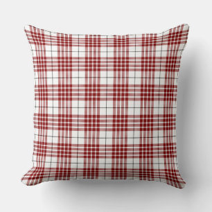 Buchanan tartan red white plaid cushion