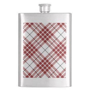 Buchanan tartan red white plaid hip flask