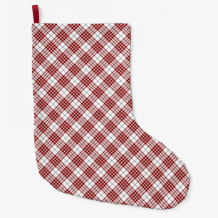 Buchanan tartan red white plaid large christmas stocking