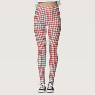 Buchanan tartan red white plaid leggings