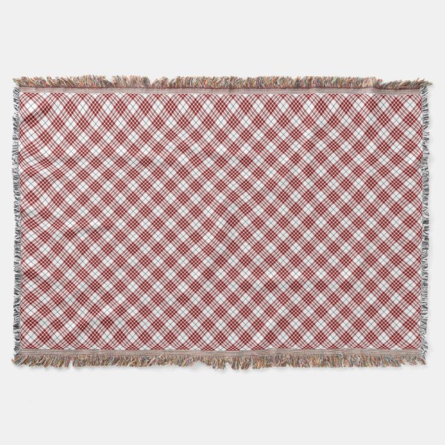 Buchanan tartan red white plaid throw blanket (Front)