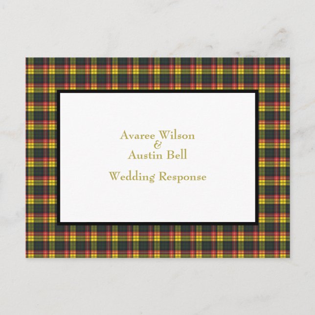 Buchanan Tartan Wedding Response  Postcard (Front)