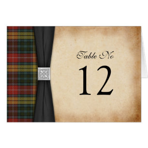 Buchanan Weathered Tartan Wedding Table Card