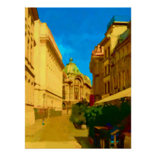 Bucharest City Digital Painting Poster