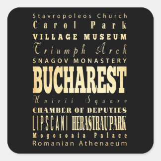 Bucharest City of Romania Typography Art Square Sticker