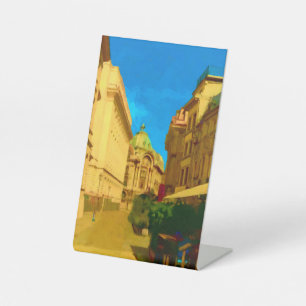 Bucharest Pallace Digital Painting Art Print Pedestal Sign