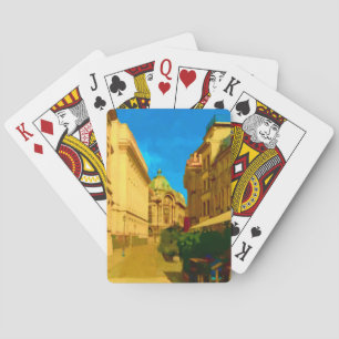 Bucharest Pallace Digital Painting Art Print Playing Cards
