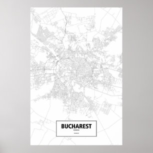 Bucharest, Romania (black on white) Poster