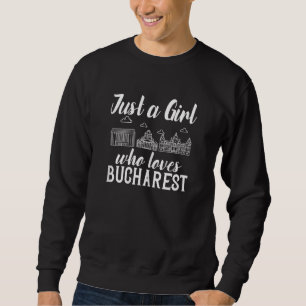 Bucharest Romania City Skyline Map Travel Sweatshirt