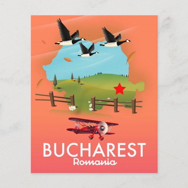 Bucharest Romania vacation map (Front)
