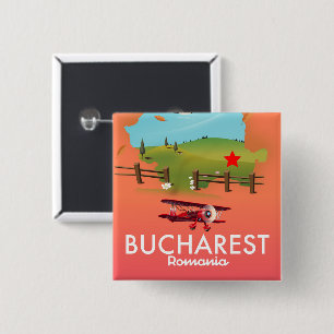 Bucharest Romania vacation map 15 Cm Square Badge