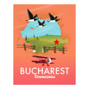 Bucharest Romania vacation map Photo Print