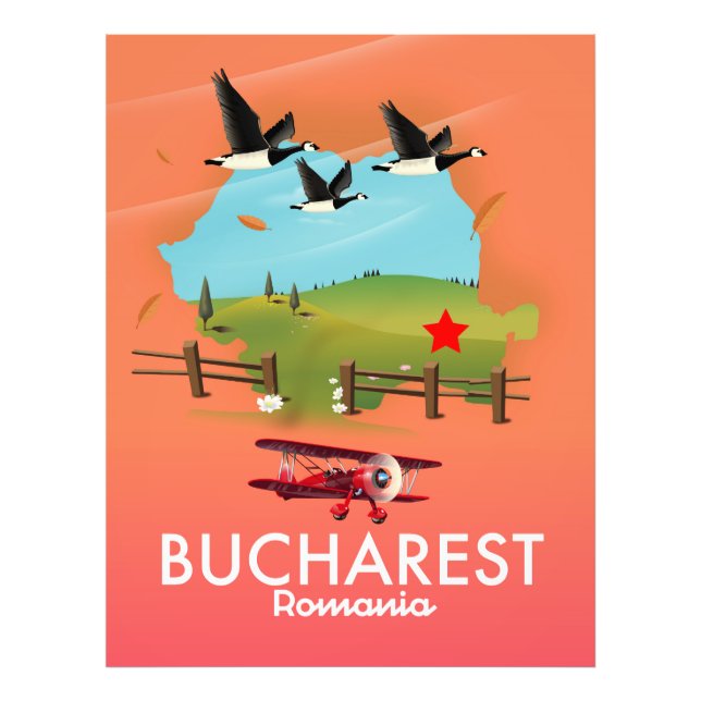 Bucharest Romania vacation map Photo Print (Front)