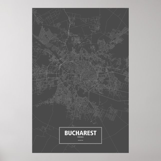 Bucharest, Romania (white on black) Poster (Front)