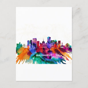 Bucharest Skyline Invitation Postcard