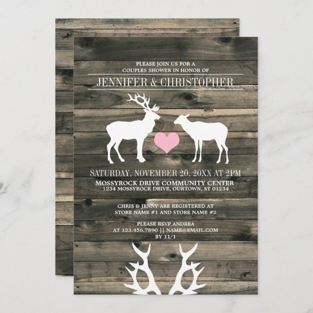 Buck and Doe Couples Wedding Shower Invitation (Front/Back)