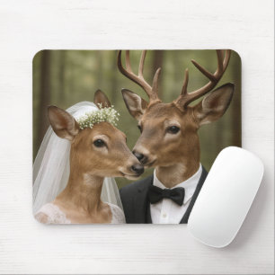 Buck and Doe Deer Wedding In Forest Mouse Pad