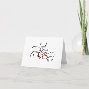 Buck and Doe in Love Note Card