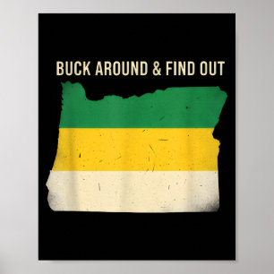 Buck Around Oregon Map Funny Wildlife Adventure Vi Poster