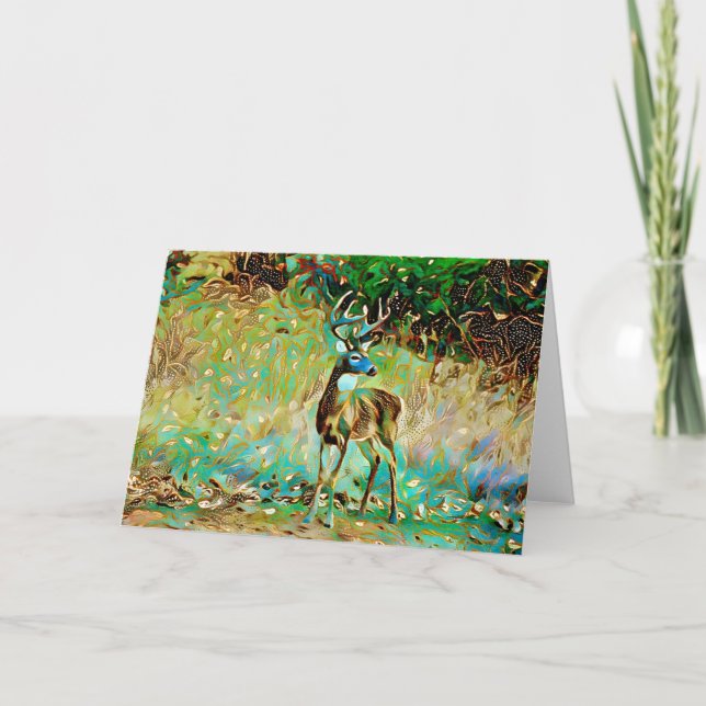 Buck Deer Fantasy Dream Art Note Card (Front)