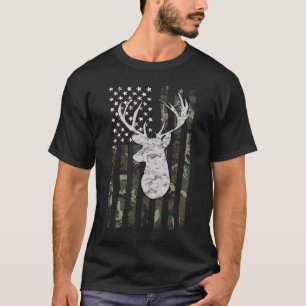 Buck Deer Hunting Camouflage Flag Hunter T-Shirt