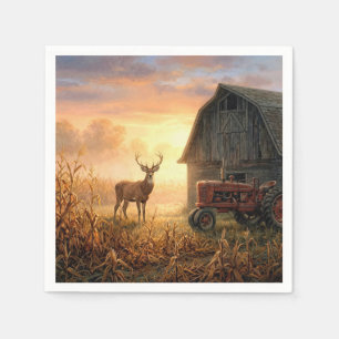 Buck Deer in Country Morning Sunrise Napkin