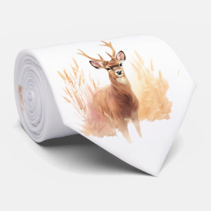 Buck Deer In Tall Grass Tie