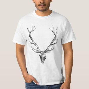buck deer skull vintage animal art illustration T-Shirt