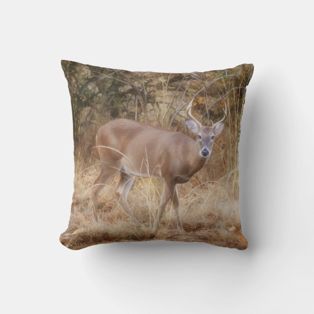 Buck Deer Wild Animal Texas Deer Art Pillow (Front)