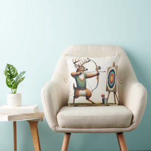 Buck Deer With Bow and Arrow Cushion