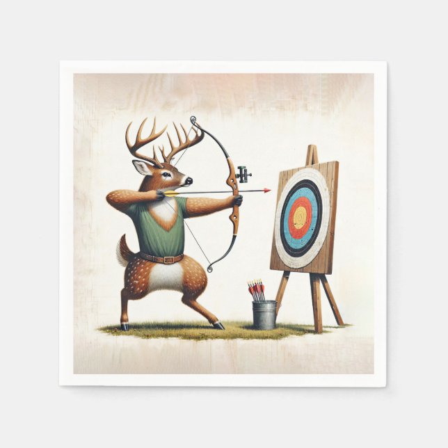 Buck Deer With Bow and Arrow Napkin (Front)