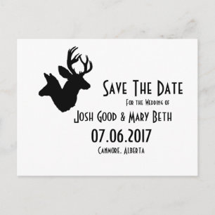 Buck & Doe Silhouette, Weddings Date Postcard