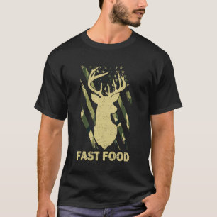 Buck Elk Fast Food Funny Deer Hunting Flag US Camo T-Shirt