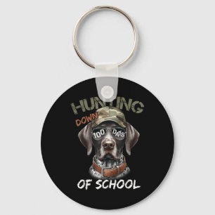 Buck Hunting Down 100 Days Of School Dog 100th Day Key Ring