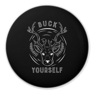 Buck Hunting Yourself Ceramic Knob