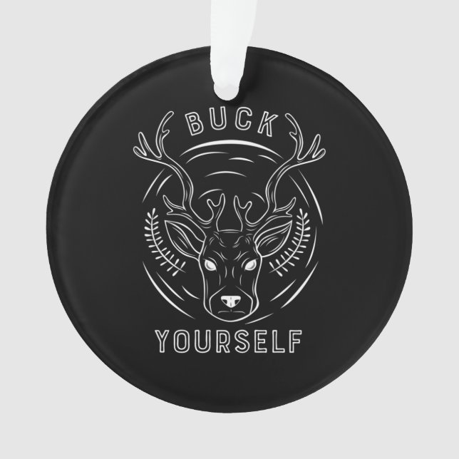 Buck Hunting Yourself Ornament (Front)